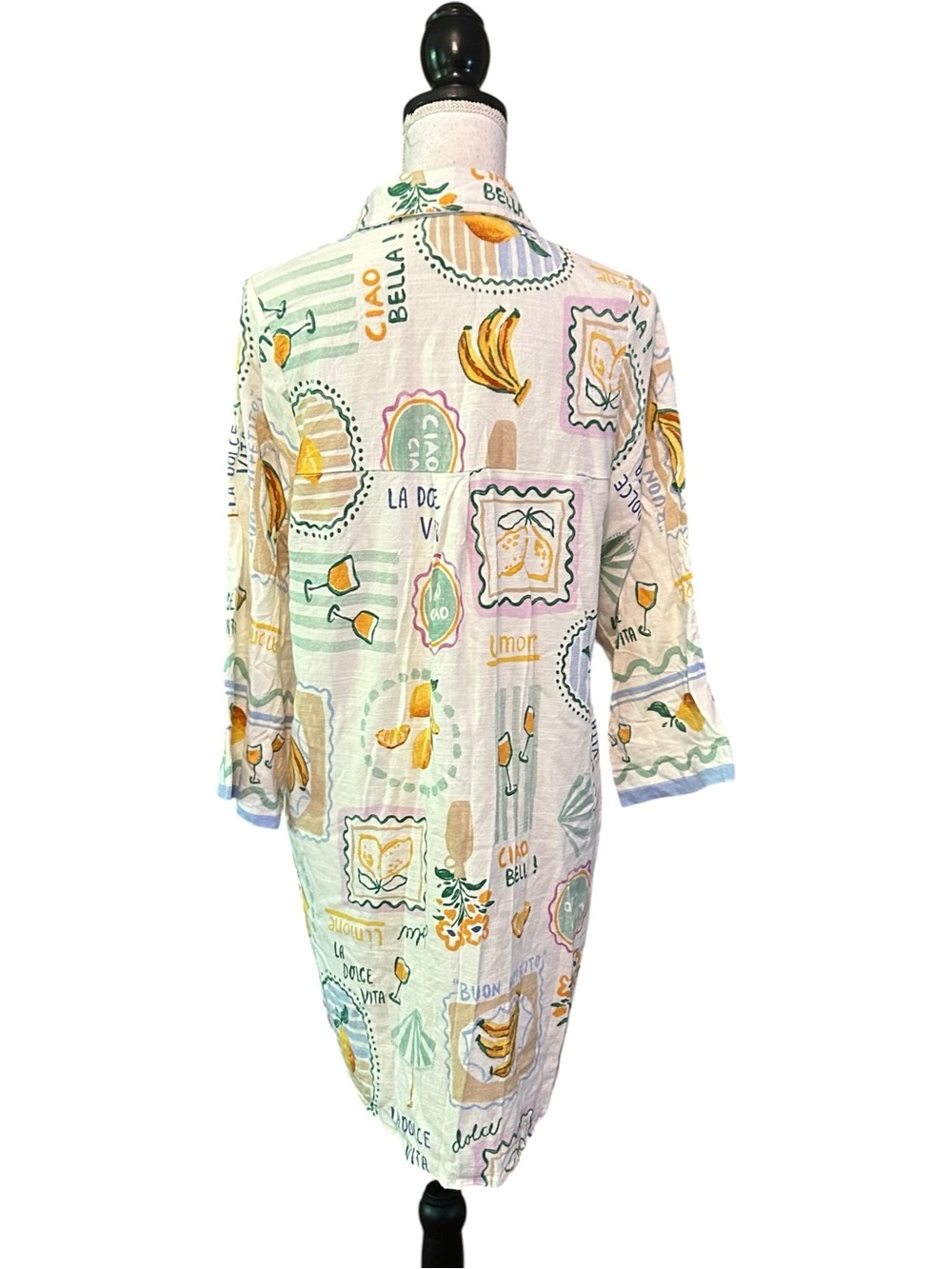 Label of Love Limone Border Cover-Up Shirt Dress - Long Sleeve Women’s SZ XL - Picture 6 of 9